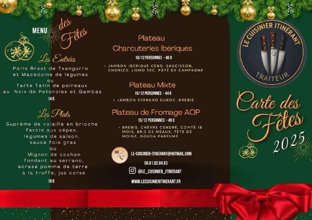 Menu ds Fêtes 2025