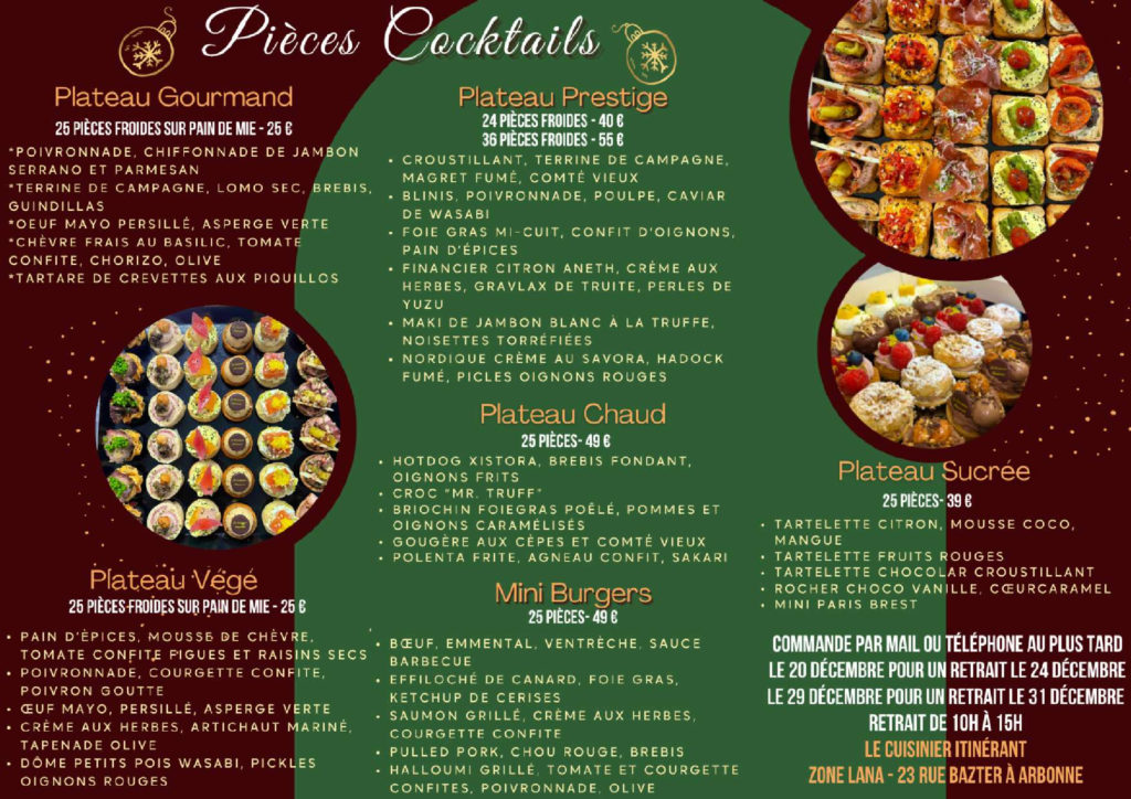 Menu des Fêtes 2025